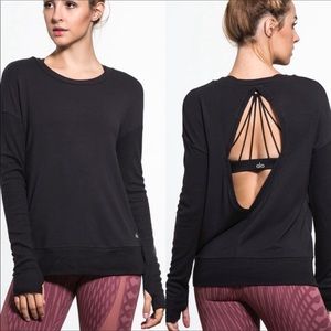 ALO Yoga Intricate Pullover in Black Open Back, L